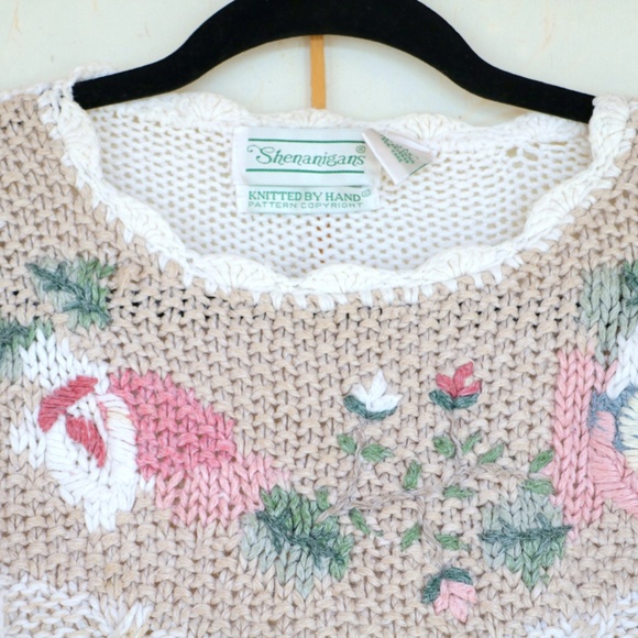 Hand Knit Cableknit Granny Sweater - Picture 3 of 7